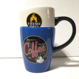 Disney Mickey's "REALLY SWELL" Coffee Brand Stacked Mug Ceramic Theme Perks Rare